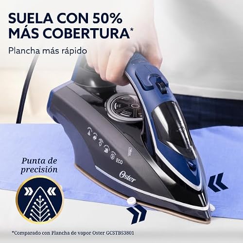 Oster Plancha de Vapor, Diamond Steam MAX S8200, Digital, Golpe de Vapor 220 g/min, Suela XL Cerámica con Diamante, Vapor Vertical, Antigoteo, Azul Oscuro, GCSTDPD8201-013