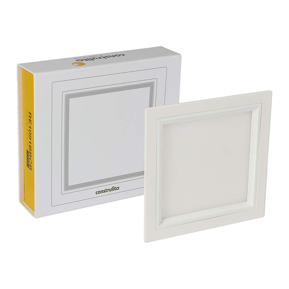 Construlita Lámpara LED de Techo Empotrado, 12 W, Luz Cálida 3 000 k, Color Aluminio, 127 - 220 Volts, Downlight LED, 1090 lm
