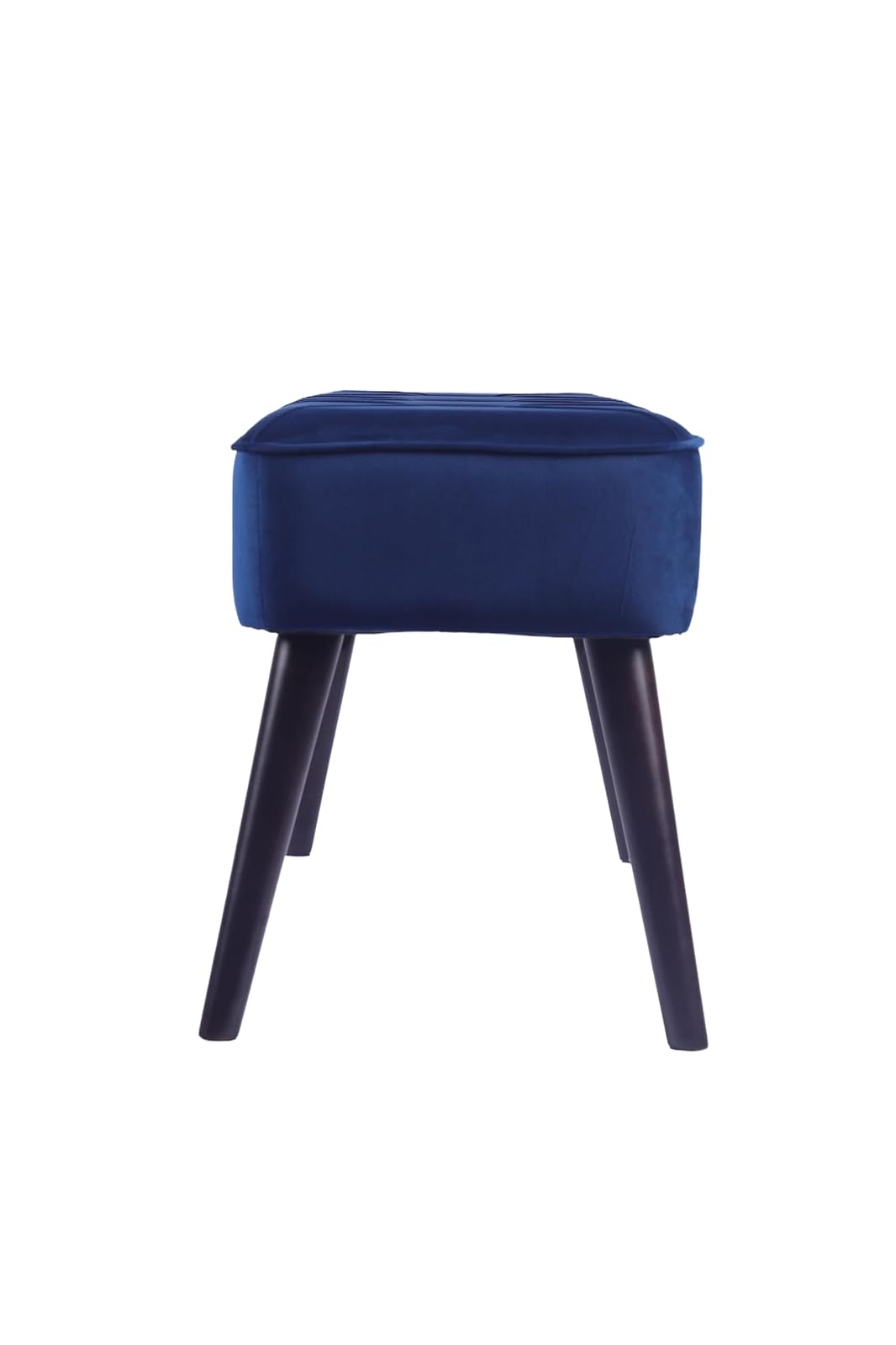 Sochic Taburete Tapizado en Terciopelo Azul con Patas de Madera de Caucho de Nogal y Marco de Madera