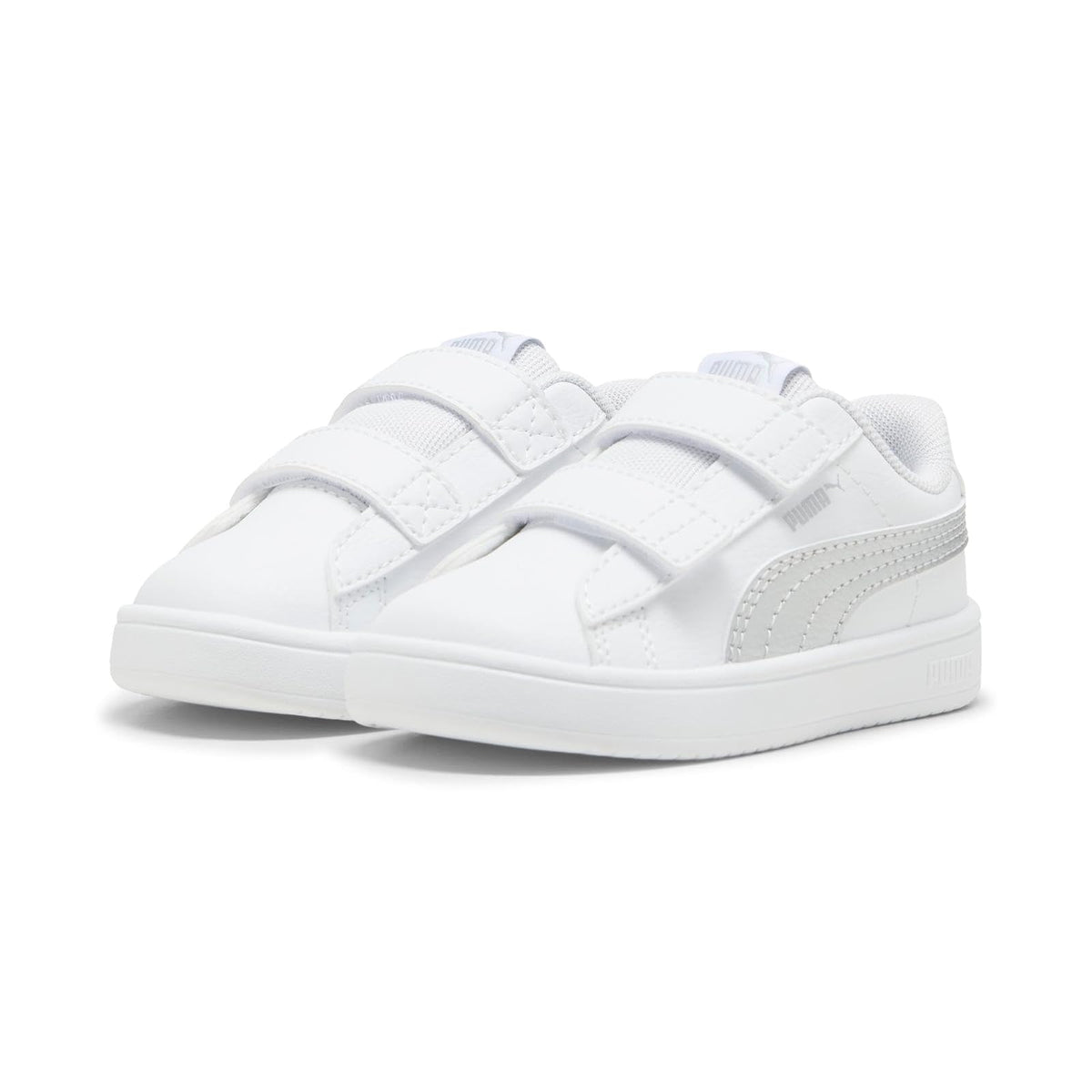 PUMA Rickie Classic V Tenis para Bebé - 14.0 cm - Blanco y Plateado