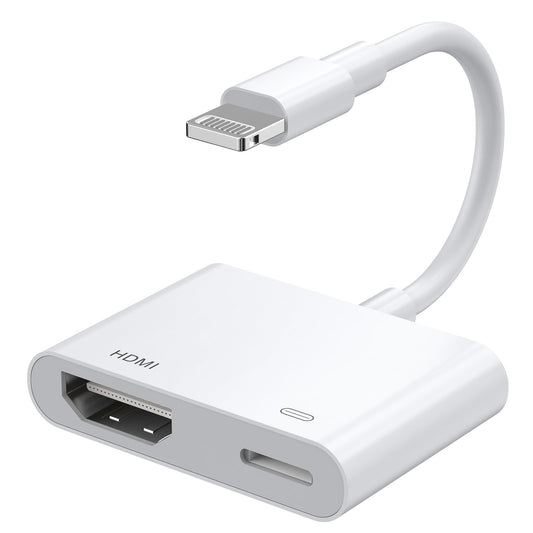 [Certificado Apple MFi Adaptador AV Digital Lightning a HDMI, vídeo 1080P y sincronización de Audio Adaptador AV con Puerto de Carga para iPhone HDMI convertidor