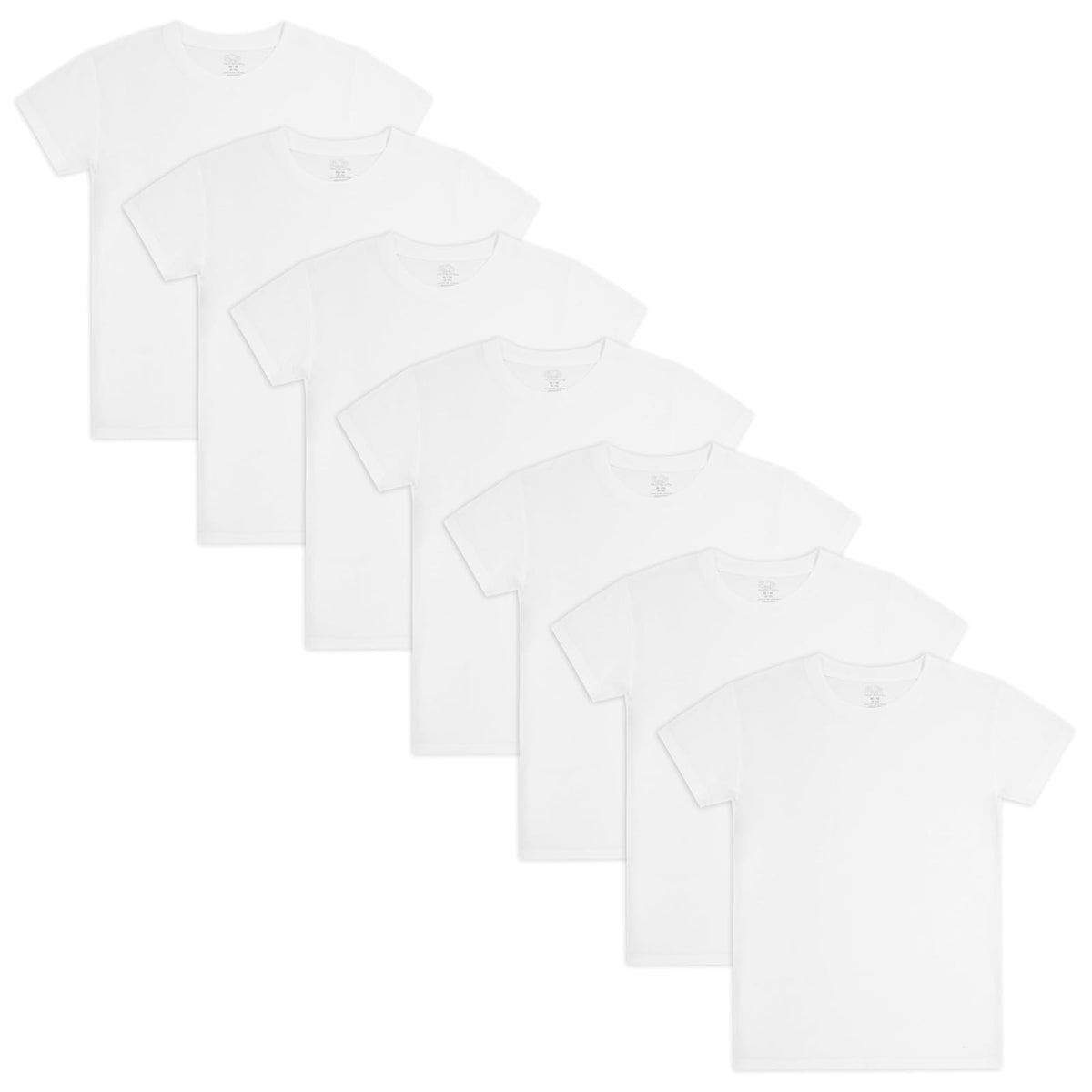 Fruit of The Loom Camisetas y Camisetas sin Mangas de algodón Eversoft Ropa Interior para Niños - playera - Niños - Paquete de 7 - Blanco - XL