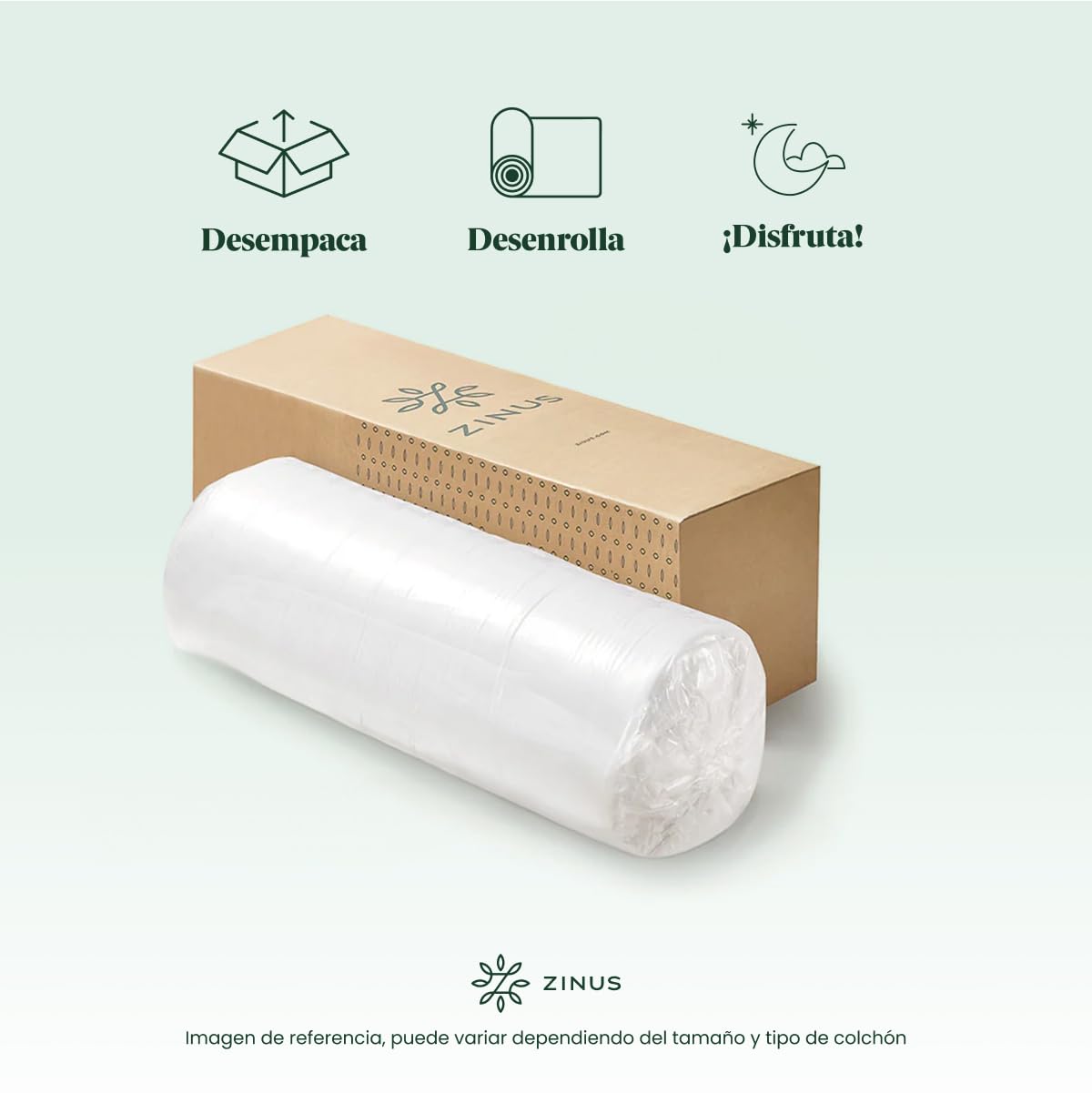 Zinus Green Tea Cooling | Colchón Individual 15cm, Gel | Garantía 10 años | Colchón individual de memory foam con gel refrescante y esencia de té verde, funda de Jacquard, alivia el dolor articular