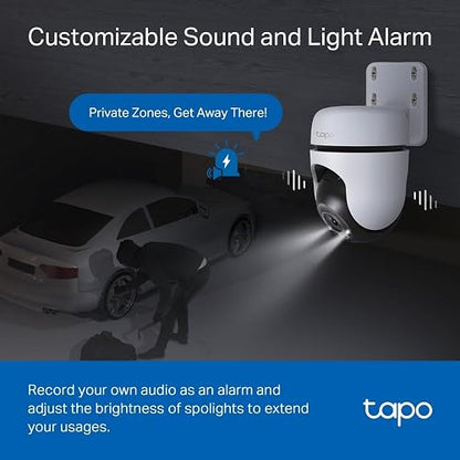 Tapo TC41, Cámara Wi-Fi de Seguridad Exterior, Resolución 3MP, Cobertura de 360°, Visión Nocturna Full-Color, Audio Bidireccional. Grabación en la Nube, Compatible con Alexa (Paquete de 2)