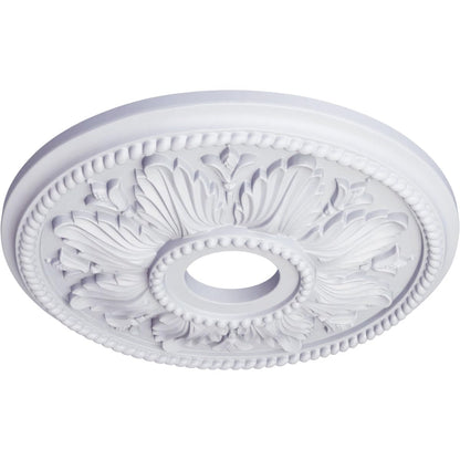 Ekena Millwork CM18ED1 Medallón de techo de Edimburgo, 18 1/8 pulgadas de diámetro exterior x 3 1/2 pulgadas de diámetro interior x 2 3/4 pulgadas, imprimado de fábrica
