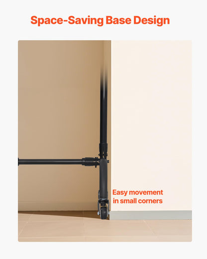 VEVOR Soporte de Fondo Ajustable para Tela de Fondo de Hasta 213 x 300 cm, Soporte Portátil de Altura Ajustable de 95,5-213 cm con Ruedas para Fotografía Familiar, Estudio de Fotografía, Negro