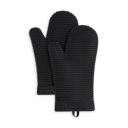 KitchenAid Juego de 2 Manoplas de Silicona Acanaladas - 7.5"x13" - Negro mate