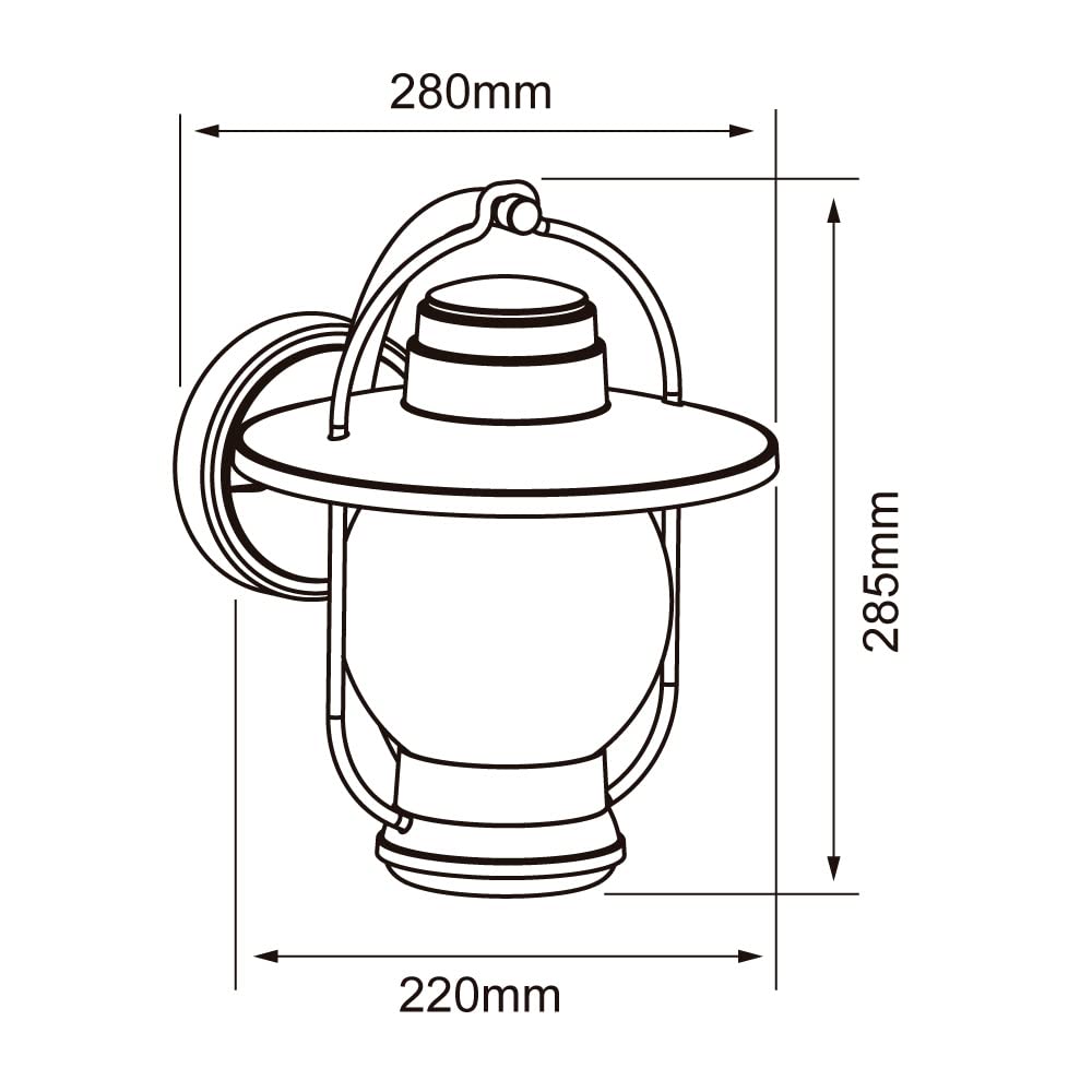 Tecnolite Lámpara de Pared Arbotante Tipo Farol Exterior, Ideal Zona Costera 60 W, Base E27, IP44, No incluye foco