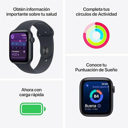 Apple Watch SE 3 GPS Caja de Aluminio Blanco Estelar de 40 mm y Correa Deportiva Blanco Estelar M/L (Smartwatch). Registro de Entrenamientos, Seguimiento del sueño, monitoreo de frecuencia Cardiaca