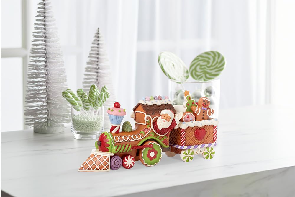 Enesco Jim Shore Heartwood Creek Gingerbread - Figura de Tren de Navidad de Resina de Piedra Pintada a Mano, Cifras de Papá Noel coleccionables, Estatua de decoración del hogar, 5.25 Pulgadas