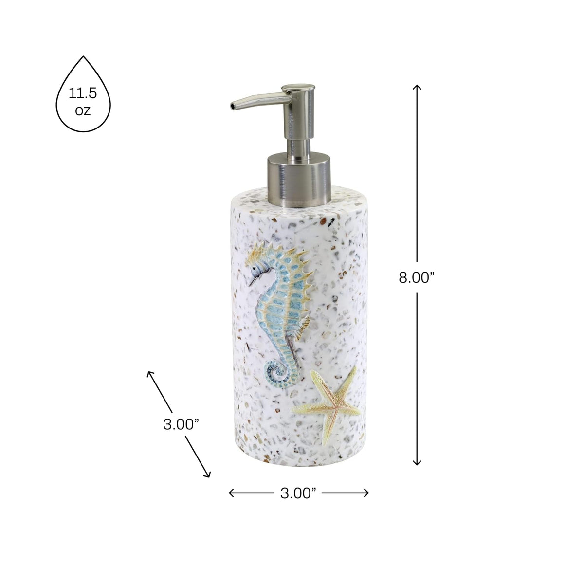 Avanti Linens - Dispensador de jabón/Bomba de loción, Accesorios de baño de Resina, Esenciales para baño de Invitados, decoración de baño Inspirada en el mar (colección Coastal Terrazo)
