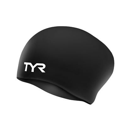 TYR Gorro de Natación de Silicona para Cabello Largo - Negro -