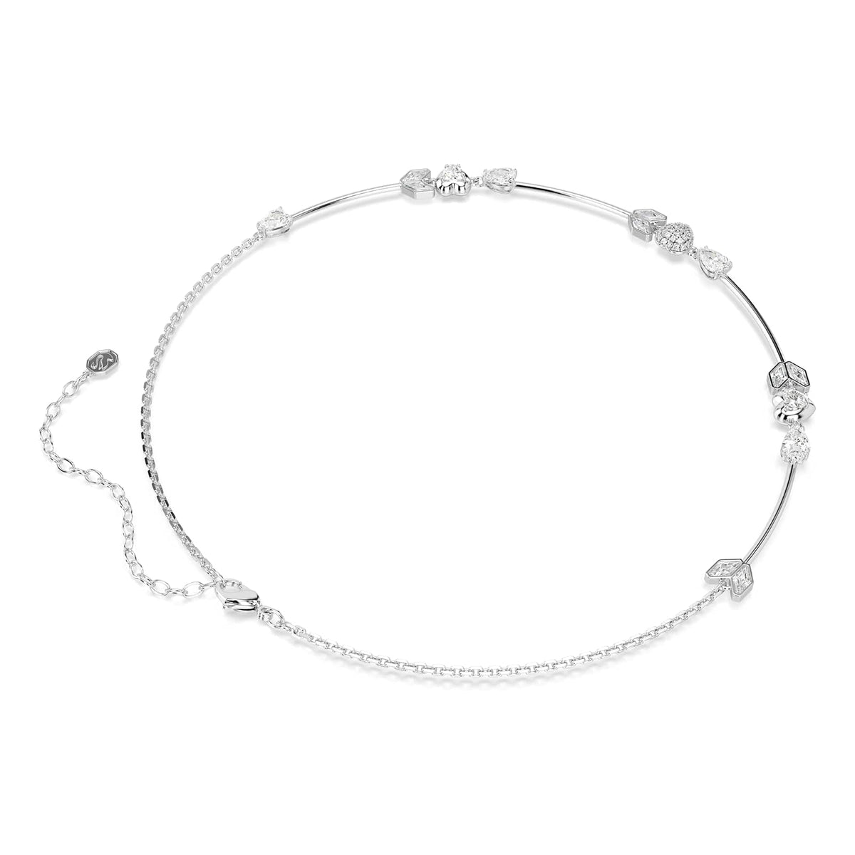 Swarovski Idyllia - Collar de corazón con flecha, chapado en rodio, color blanco