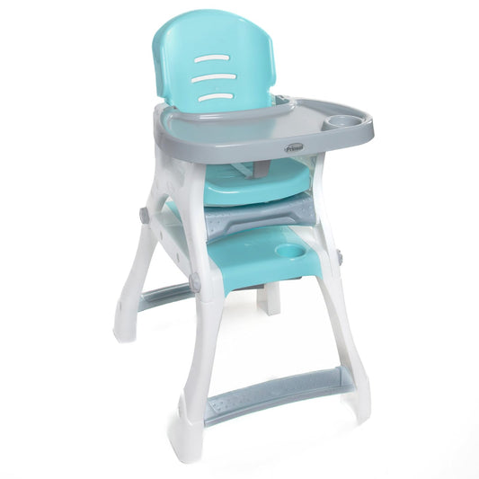 PRINSEL | Sillita Alta Infantil Convertible | Silla Alta para Bebé | Caddy 2 en 1 | Azul Turquesa | De 6 Meses a 3 Años, Convertible a Escritorio, Portavasos, Fácil de Limpiar | Artículos para Bebés