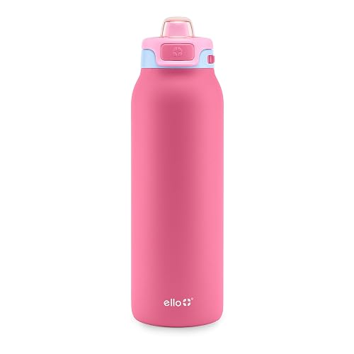 Ello Pop & Fill - Botella de agua de acero inoxidable de 32 onzas con tecnología de llenado rápido, doble pared y metal aislado al aspiradora, tapa de bloqueo a prueba de fugas, beber y chug,