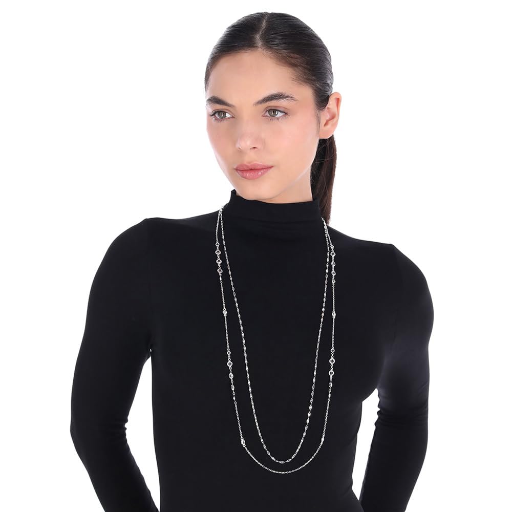 Nine West Collar Plateado Niveles para Mujer | Mediano, niveles circular, cierre tipo gancho francés, aleación metales, baño plateado