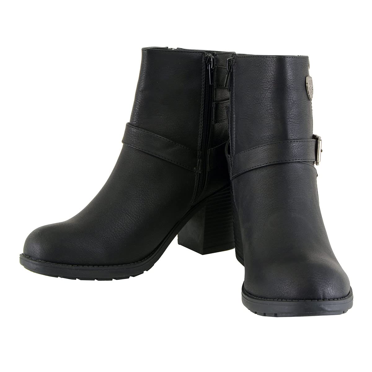Milwaukee Performance - Motocicleta MBL9405 BLK para mujer, triple hebilla lateral con tacón de plataforma, negro, 8 de EE. UU