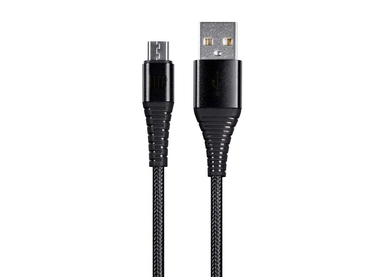 Monoprice USB 2.0 Micro B to Type A Charge & Sync Cable - 6 Feet - Black Nylon-Braid, Durable, Kevlar-Reinforced - AtlasFlex Series