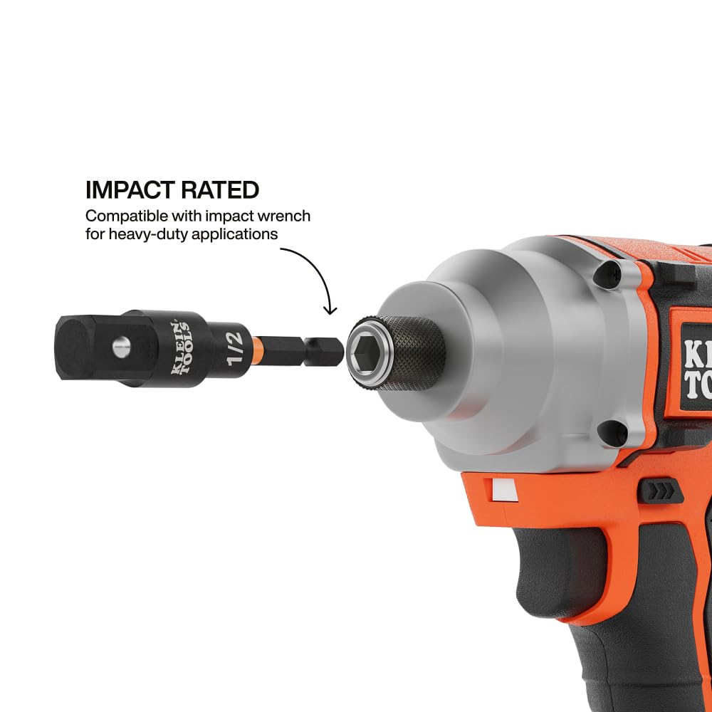 Klein Tools 65813SW Juego de adaptadores de enchufe giratorio de 3 piezas, giratorio de 20 grados, extensión de enchufe con clasificación de impactos, retención de bola, alta visibilidad