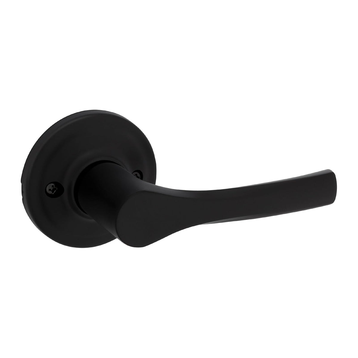 Kwikset Henley Manija de puerta para manija, palanca de una sola cara para armarios, puertas dobles francesas y despensa, palanca interior reversible sin giro negro mate, con protección Microban