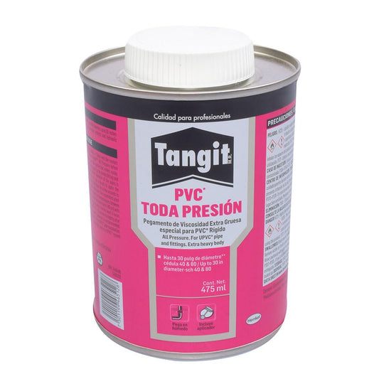 Tangit PVC Toda Presión, Pegamento de Viscodiad Extra Gruesa Especial para PVC Rígido, 1 x 475 ml