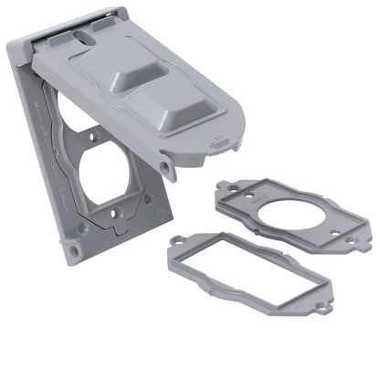Leviton 0WM1V-0GY Placa para Intemperie de Aluminio para Receptáculo Dúplex, color Gris