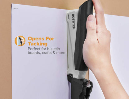 Bostitch Office Executive Stapler - 3 en 1, Sin Esfuerzo con un Dedo, Operación por Resorte, Negro/Gris (INP20)