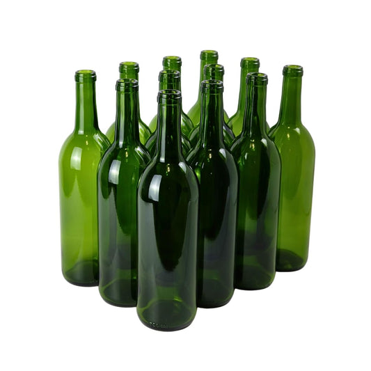 Green Wine Bottles, 750 ml Capacity (Pack of 12)