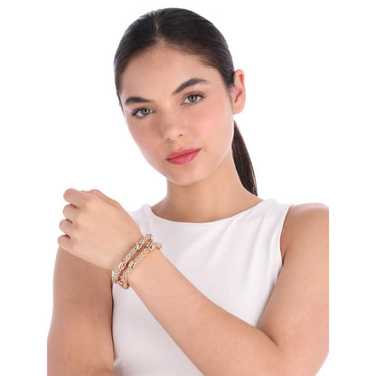 Napier Pulsera Dorado para Mujer | Pequeño, forma circular strech, acero inoxidable