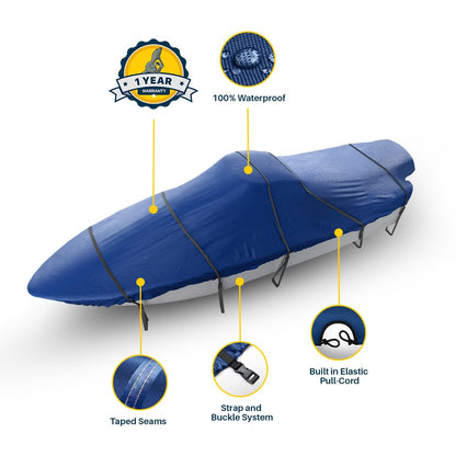 Seal Skin Covers Funda para Barco con Consola Central, Impermeable, Protección para Todo Clima, Cubierta de Grado Marino para Barcos de 21'-22' de Largo y hasta 106" de Ancho con Correa y Hebilla