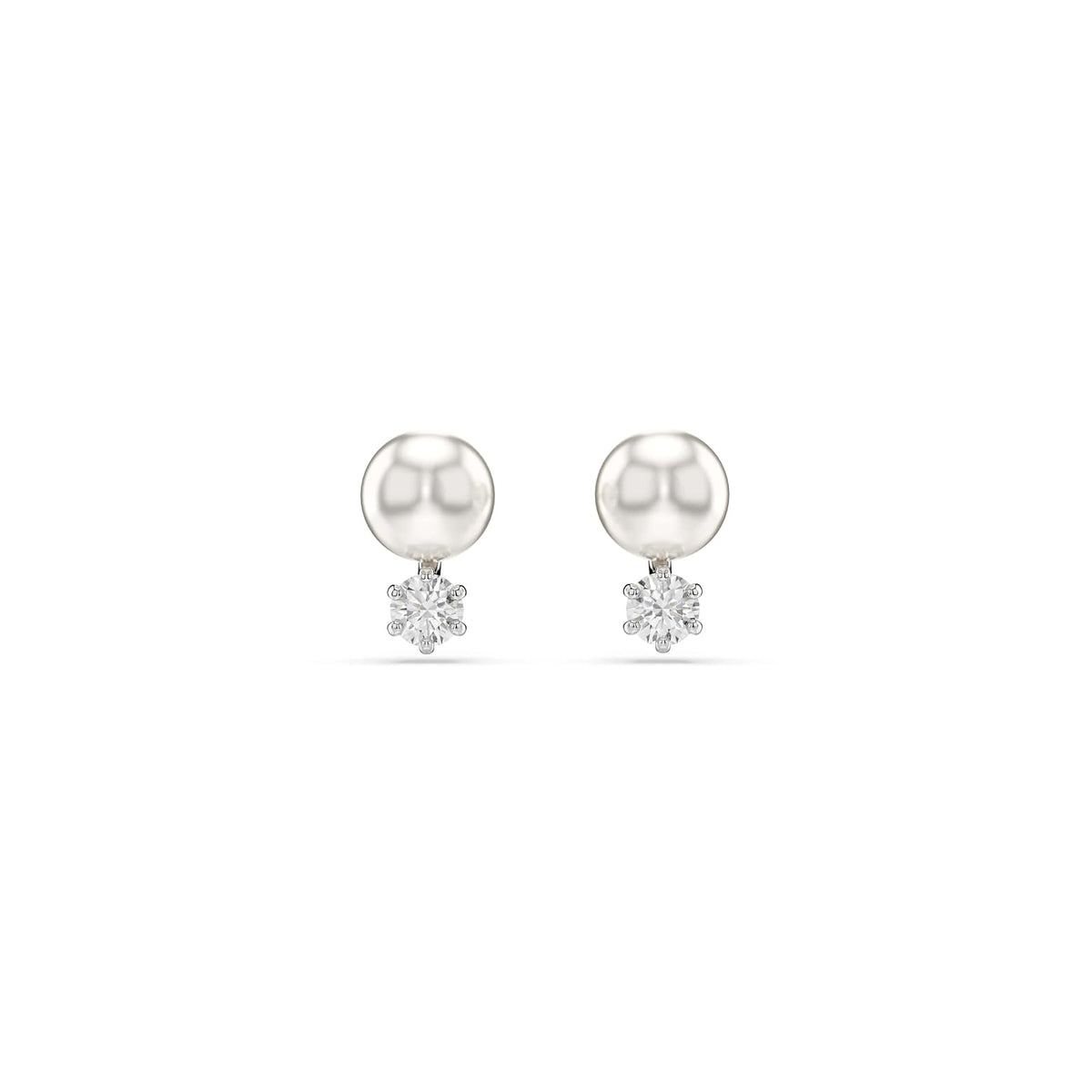 Swarovski Aretes de botón Matrix, Crystal Pearl, Talla redonda, Blancos, Baño de rodio