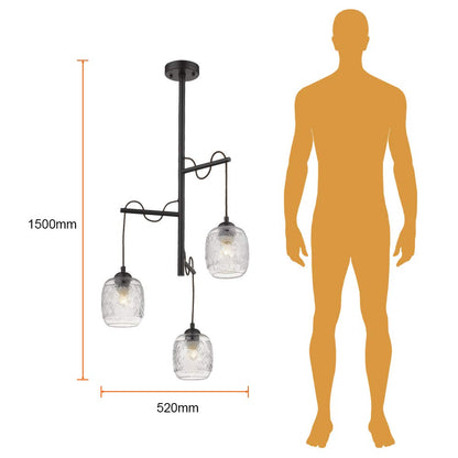 Tecnolite Lampara Colgante Aluminio Negro/Cristal Transparente 25.5W 100V Tecnolite 180CTL8303MVCT, Grande