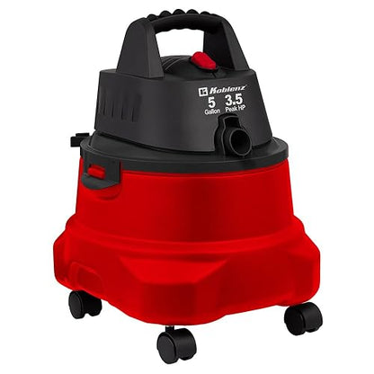 Koblenz SM-5 Aspiradora Seco Mojado 3 en 1 con Sistema de Expulsión de Aire, Devoradora con Capacidad de 5 Galones, Motor de 3.5 HP Pico, Aspiradora para Hogar y Taller, Aspira Agua y Vidrios