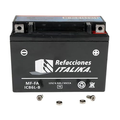 Batería Original Italika MF-FA ICB6L-B 12V 6.5Ah – 125Z, 125FL, FT125, AT110, DT125