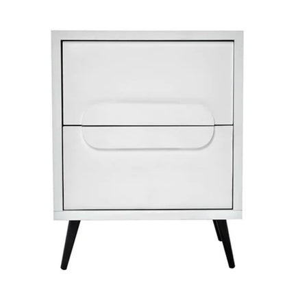 Buró Color Blanco con 2 Cajones, Soporte Metálico y Estructura de Madera MDF.