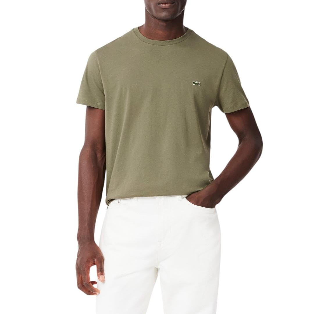 Lacoste Playera Clásica para Hombre, Cuello Redondo - CH - Caqui