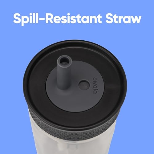 Owala Vaso de Plástico Sin BPA 15 oz | Negro y Gris, Popote Flexible Resistente a Derrames, Fácil de Limpiar, Apto para Lavaplatos, Ideal para Viajes