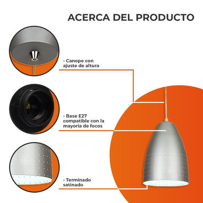 Tecnolite Lámpara de Interior para Suspender, Base E27, Satinado