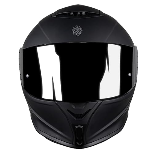 KOV Casco Buster Integral Negro Mate Deportivo ALERON AERODINAMICO para Moto Certificado Dot