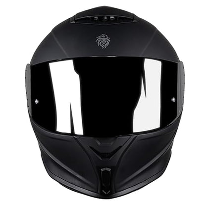 KOV Casco Buster Integral Negro Mate Deportivo ALERON AERODINAMICO para Moto Certificado Dot