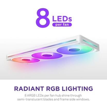 NZXT F420 RGB Core - Unidad de ventilador de un solo marco de 420 mm con 3 ventiladores RGB de 140 mm - Control de velocidad e iluminación, alta presión estática y flujo de aire, rodamientos dinámicos