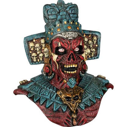 Ghoulish Productions Mictlantecuhtli Máscara de Látex con Pecho Integrado | Inspirada en Dios Azteca del Inframundo | Pintada a Mano para Halloween Cosplay | Multicolor Talla M