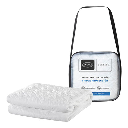 Colchones América Cubre Colchón Queen Size America Triple Protección, Protector Impermeable, Hipoalergénico, Transpirable