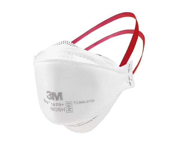 3M Aura 1870+ Mascarilla Paquete de 20 | Certificado NIOSH, desechable, resistente a fluidos, plegado plano