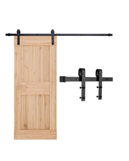 VEVOR Kit de Herrajes para Puerta Corrediza de Granero de Acero al Carbono Riel de 1,83 m para Una Sola Puerta Ancho Máximo de 91,44 cm Espesor de 34,92-44,45 mm Carga de 150 kg para Hogar, Negro