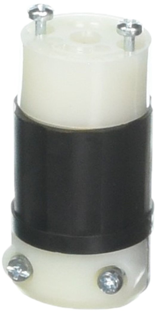 Leviton ML2-C 15 amperios, 125 voltios, conector de bloqueo, grado industrial, conexión a tierra, miniLock, negro-blanco