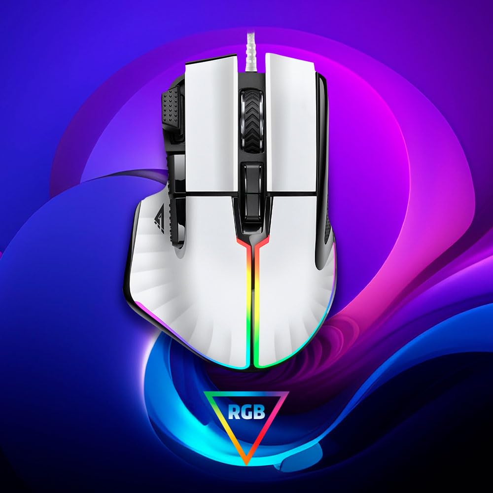 GAME FACTOR Mouse Laser Gamer MOG602 19000 dpi 8 Botones Personalizables Mediante Software USB 2.0 Oficina y Juegos Alambrico 0.2 ms Color Blanco
