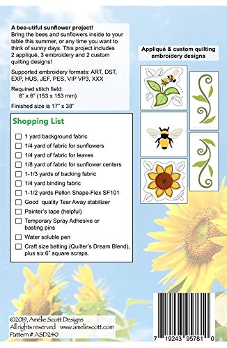 Amelia Scott Designs Bee-utiful - Patrón de girasol