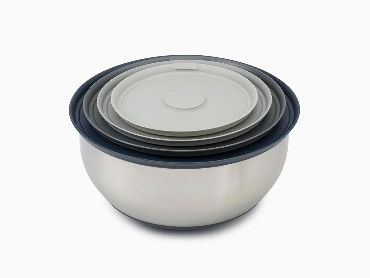 Joseph Joseph 95025 Nest 100 Prep & Store Mixing Bowl Set with Lids 4-piece Stainless Steel