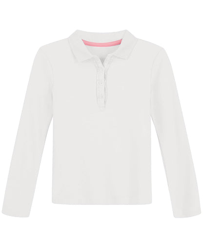 Nautica Polo de Manga Larga para Uniforme Escolar Polo para Niñas